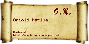 Oriold Marina névjegykártya